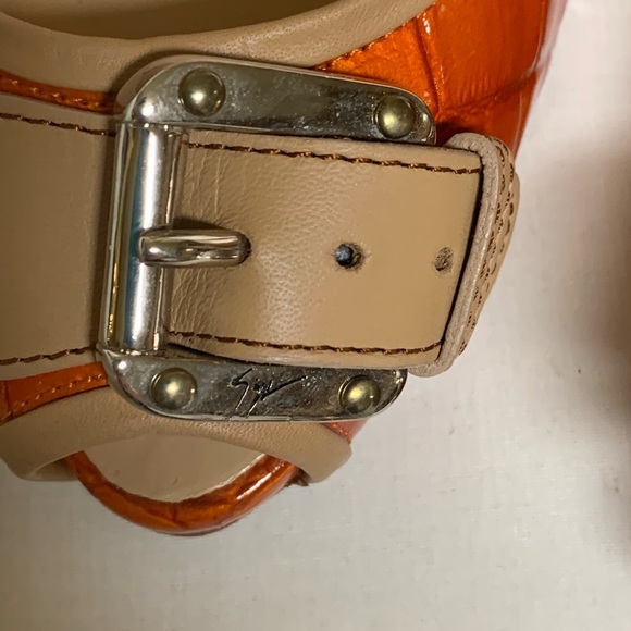 Giuseppe Zanotti Orange and Tan Croc-Embossed Heels Sz 36/6. Price Firm. - Picture 9 of 11